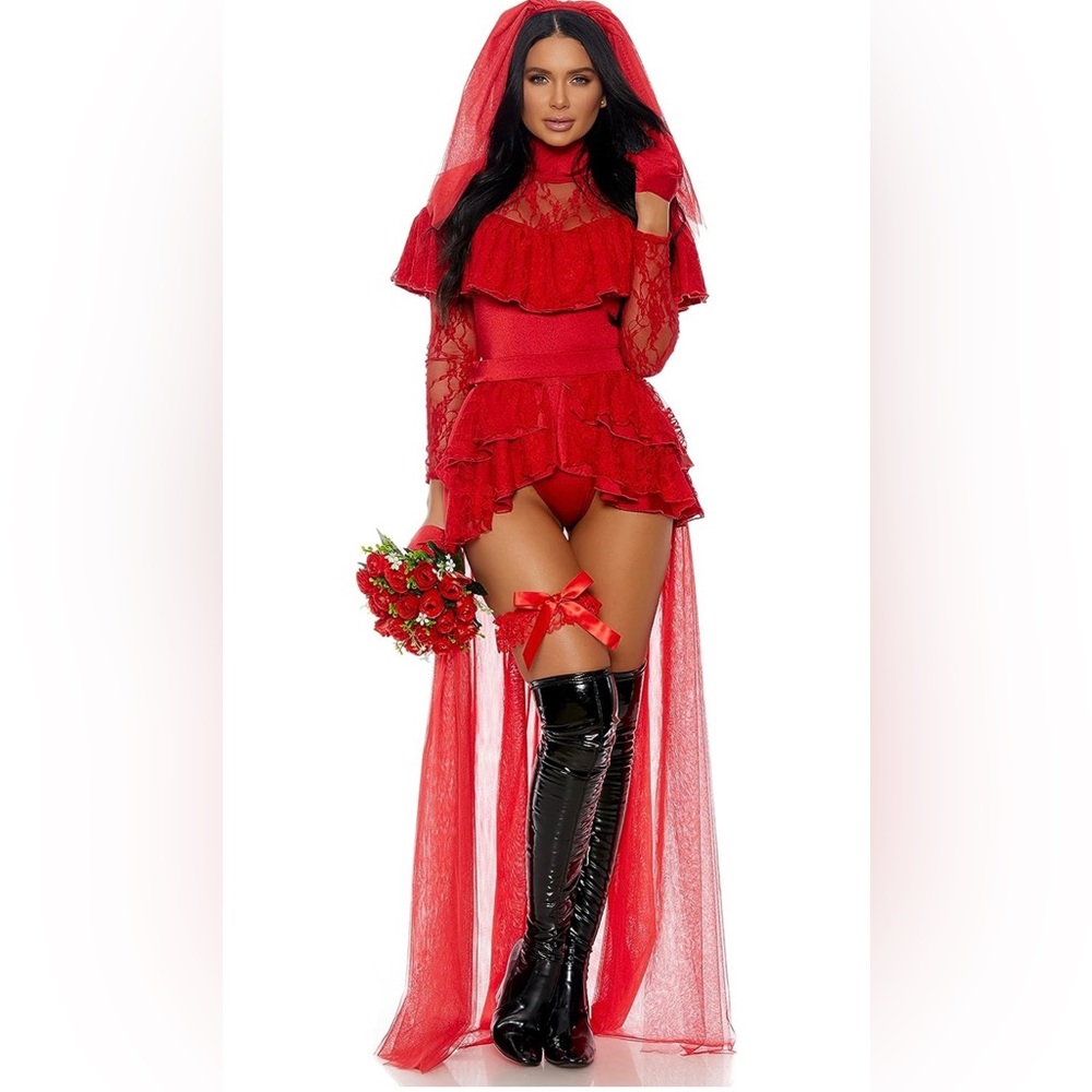 Forplay Lydia Deetz Beetlejuice Halloween Costume Red Dress Cosplay Medium